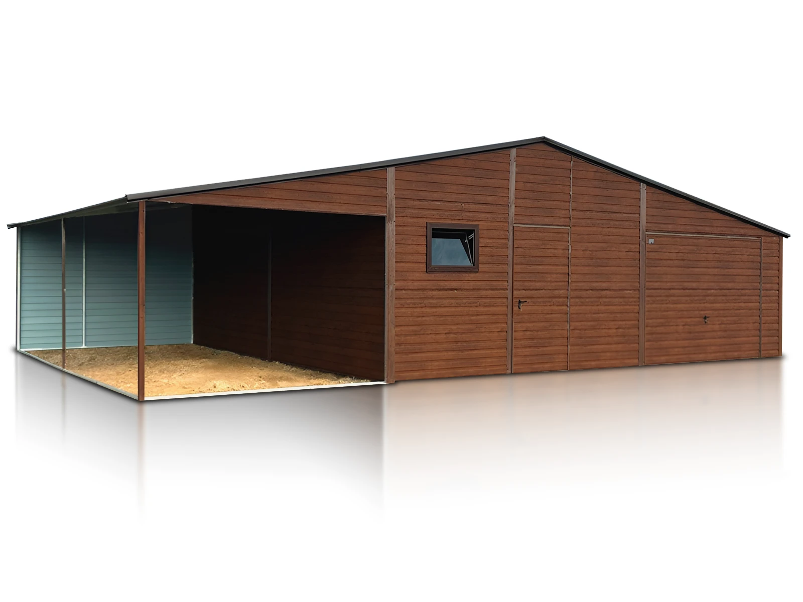 Doppelgarage 8x7m mit Carport Holzoptik
