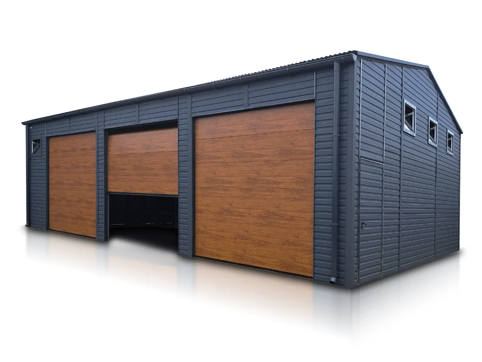 Blechhalle 12x8m Graphit Sektionaltore