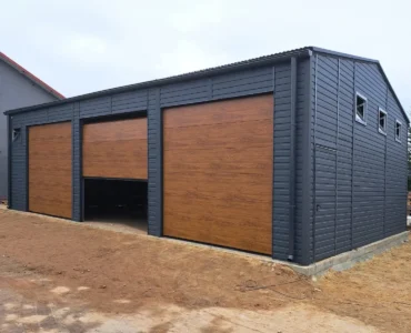 Halle aus Blech 1200 x 800 cm Seitengiebel Sektionaltore Graphit