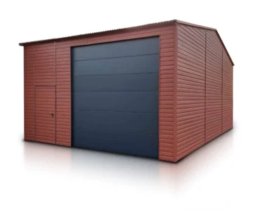 Halle aus Blech 600 x 850 cm Seitengiebel Sektionaltore Hellbraun