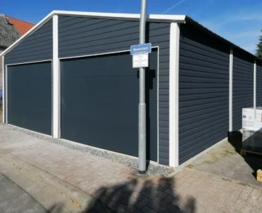 Doppelgarage aus Blech 700 x 900 cm Satteldach Graphit