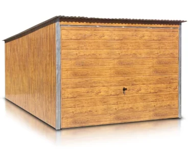 Einzelgarage aus Blech 300 x 500 cm Holzoptik
