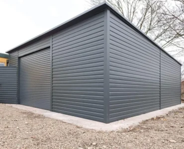 Stahlhalle 700 x 800 cm Pultdach Graphit