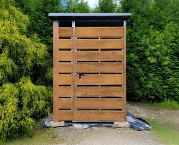 Mülltonnenboxen 150 x 150 cm Pultdach Holzoptik zweite Wahl