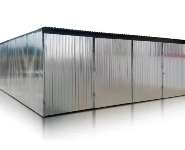 Doppelgaragen Doppelgarage aus Blech 600 x 500 cm verzinkt Pultdach Doppelflügeltor