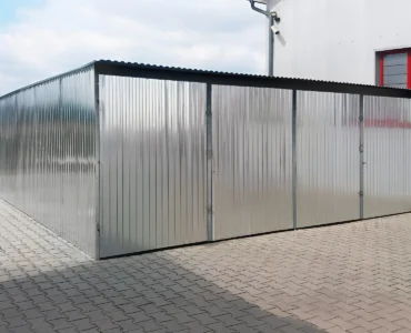 Doppelgaragen Doppelgarage aus Blech 600 x 500 cm verzinkt Pultdach Doppelflügeltor
