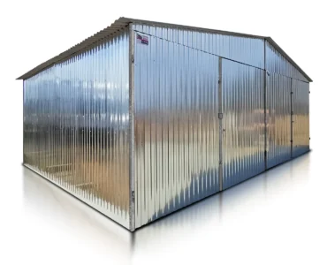 Doppelgaragen Gerätehaus aus Blech 600 x 600 cm Metallgarage