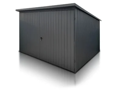 Gerätehaus aus Blech 300 x 300 cm Pultdach Vertikalprofil Graphit