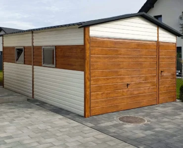 Einzelgarage aus Blech 400 x 600 cm Satteldach Schwingtor Weiss