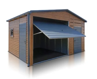 Einzelgarage aus Blech 300 x 400 cm Plus Carport 2m