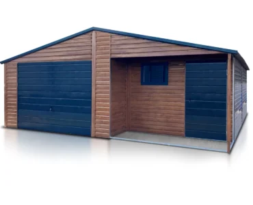 Fertiggarage - Hersteller von Fertiggaragen | LiderStal Einzelgarage aus Blech 700 x 800 cm Holzoptik Schwingtor