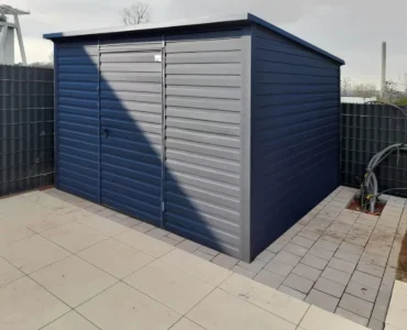 Einzelgarage aus Blech 300 x 300 cm Gertenhaus Anthrazitgrau