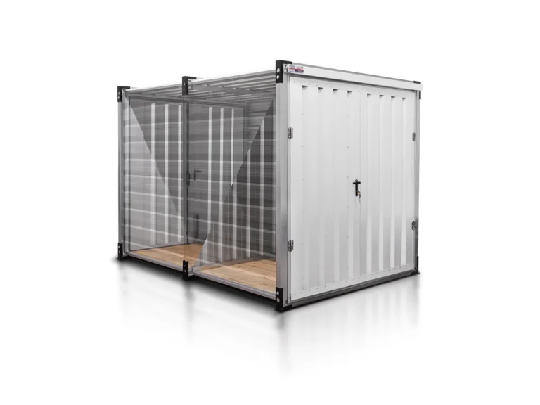 Lagercontainer 3 m mit Trennwand Grauweiß