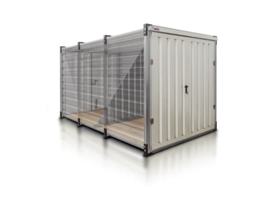 Lagercontainer 4 m mit Trennwand Grauweiß