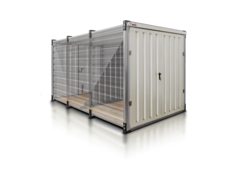 Lagercontainer 4 m mit Trennwand Grauweiß
