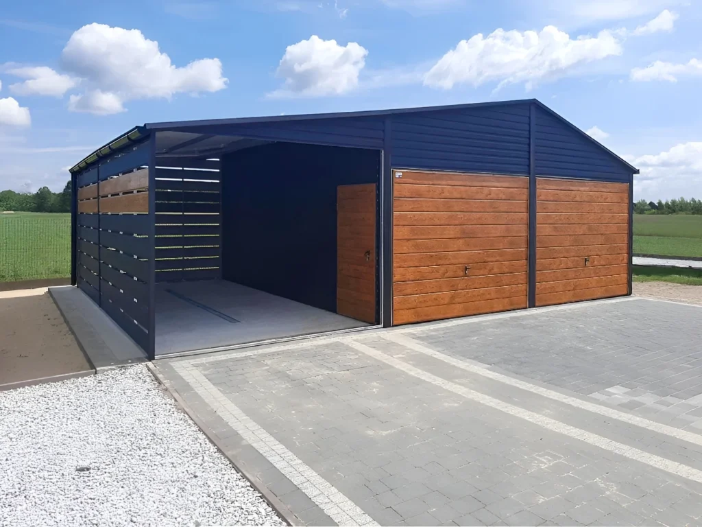 Blechgaragen MIASTO Doppelgarage mit carport 3
