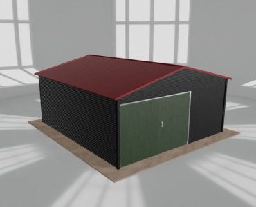 Carports Blechgarage 5x5,5 m, für ein Auto, Satteldach, Schwarz – Modell 28