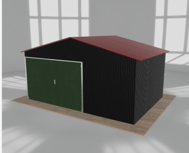 Carports Blechgarage 5x3,5 m, für ein Auto, Satteldach, Schwarz – Modell 28