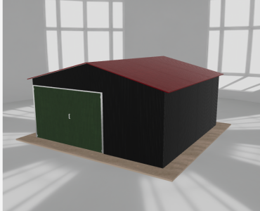 Carports Blechgarage 5x5 m, für ein Auto, Satteldach, Schwarz – Modell 28