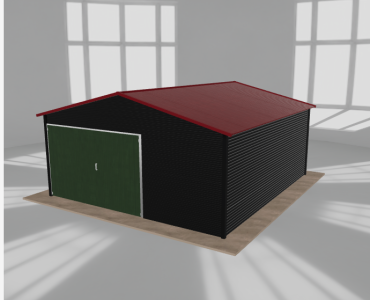 Carports Blechgarage 5x5,5 m, für ein Auto, Satteldach, Schwarz – Modell 28